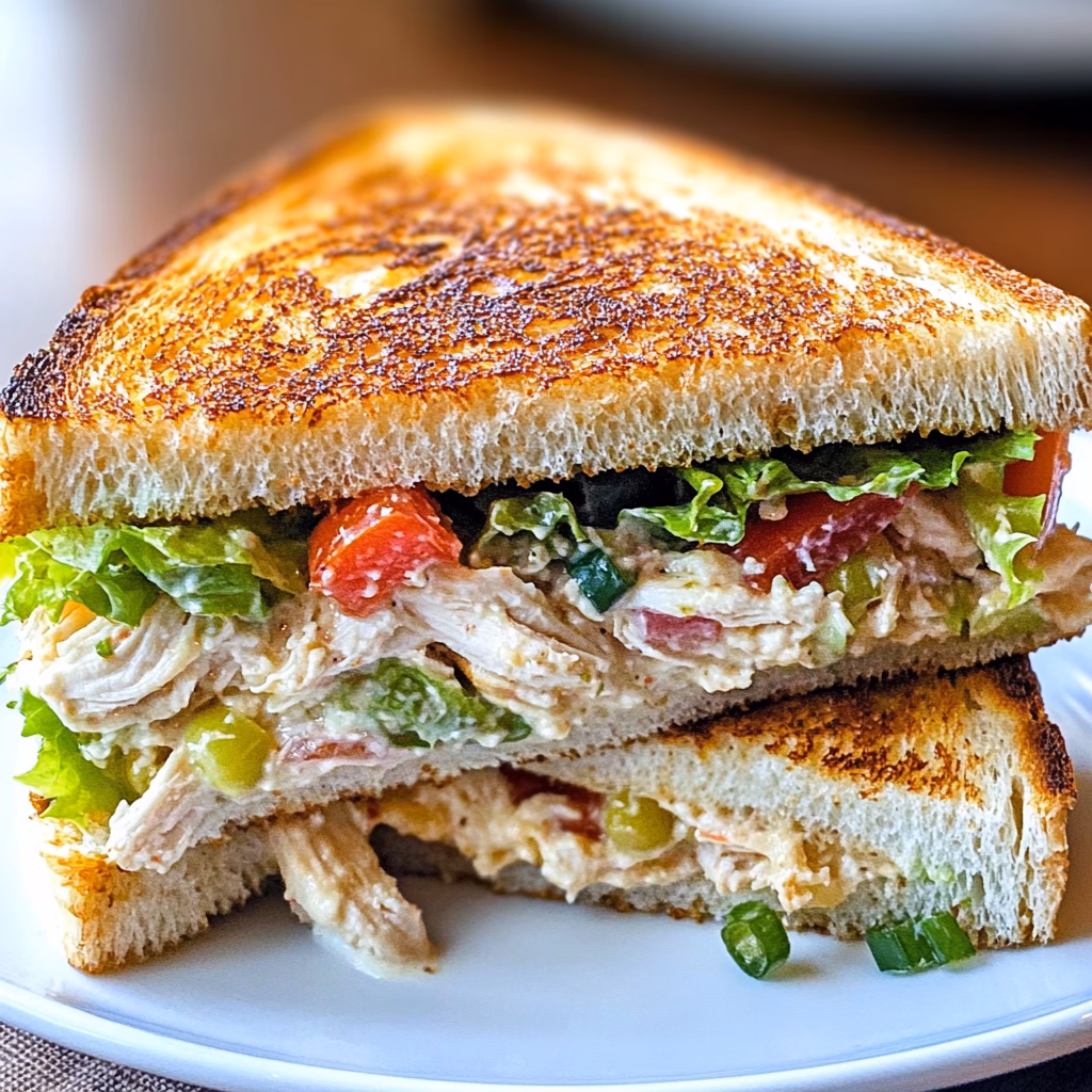 Looking for a quick, delicious lunch? This Chicken Salad Melt Sandwich combines tender chicken, creamy mayo, and crispy veggies, all melted to perfection on your favorite bread. It's an easy recipe that is perfect for busy days or a cozy weekend lunch. Save this for your next meal and enjoy a tasty twist on a classic!