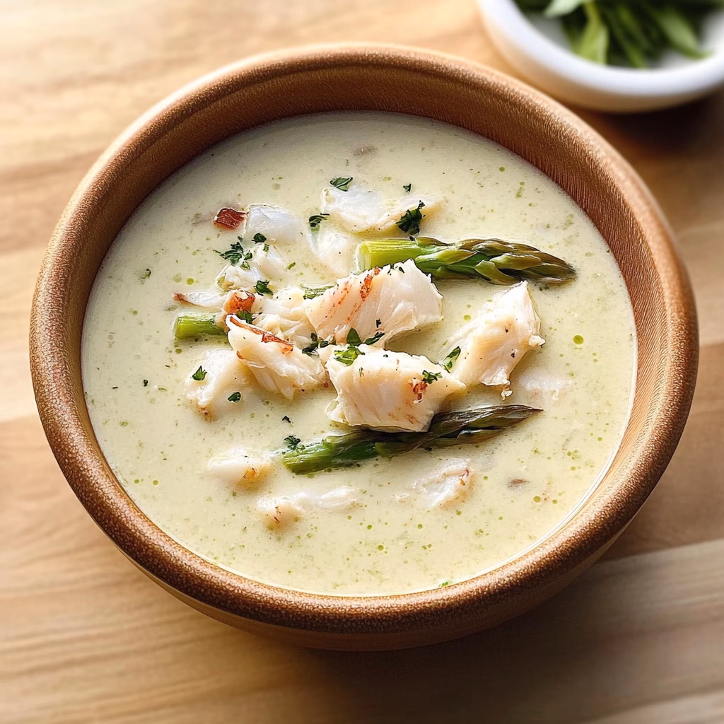 Warm up your evenings with this delightful Crab and Asparagus Soup! This recipe combines the sweetness of tender crab with the fresh crunch of asparagus for a perfect balance. Easy to make and perfect for gatherings or cozy dinners, it's sure to impress. Save this recipe and enjoy a bowl of comfort any time!