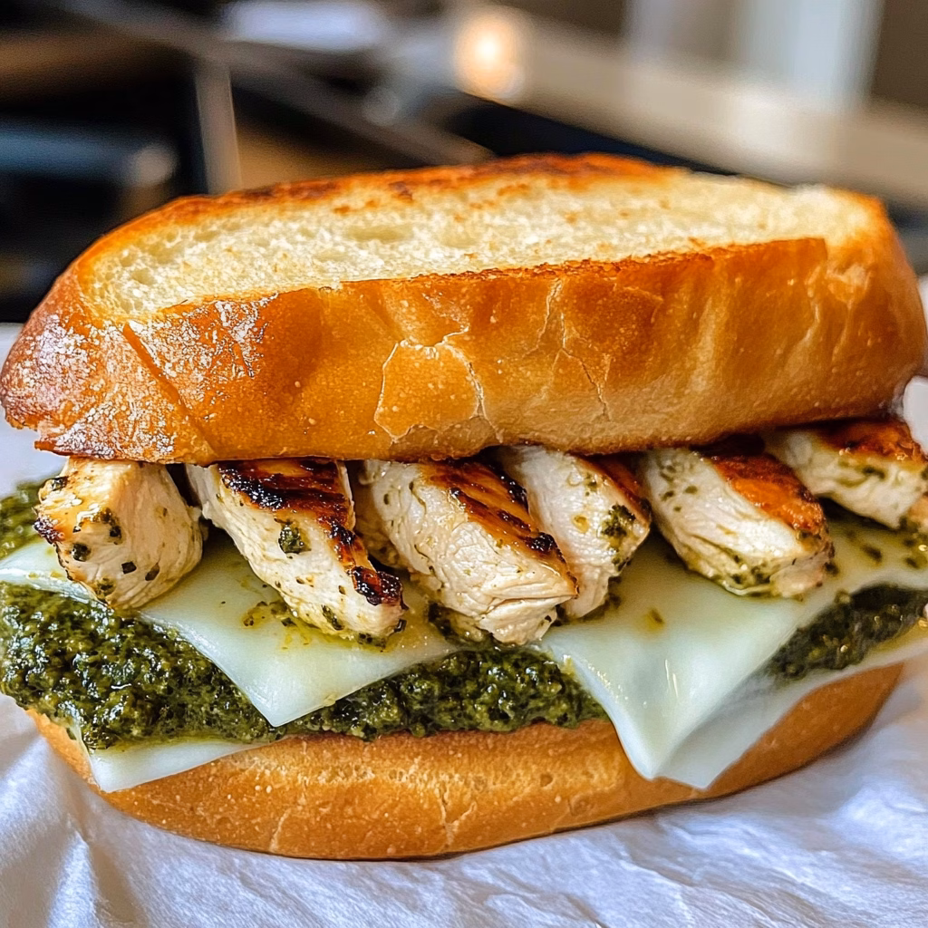 Brighten your lunch with this Chicken Pesto Sandwich topped with creamy mozzarella! Featuring juicy chicken, zesty pesto, and melty cheese, this combo is a delicious twist on the classic sandwich. Perfect for a midday boost or a picnic treat, be sure to save this recipe for your next meal planning session!