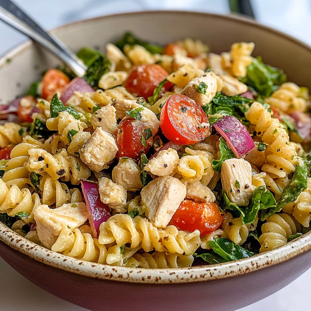 Transform your lunch routine with this Healthy Chicken Pasta Salad! Packed with protein-rich chicken, fresh veggies, and whole grain pasta, it’s a perfect guilt-free meal option. Enjoy delicious flavors drizzled in a zesty dressing that will keep you satisfied. Save this recipe for your next picnic or meal prep day!