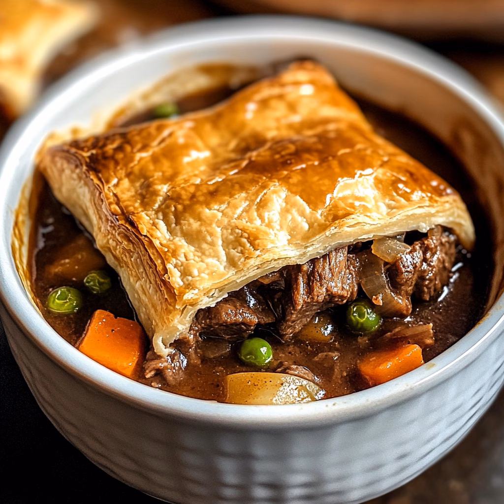 Warm up with this hearty Irish Braised Beef Pot Pie, featuring tender beef simmered in rich gravy and topped with a flaky, golden crust. Perfect for family dinners or gatherings, this dish combines comforting flavors that everyone loves. Save this recipe for your next cozy meal or special occasion!