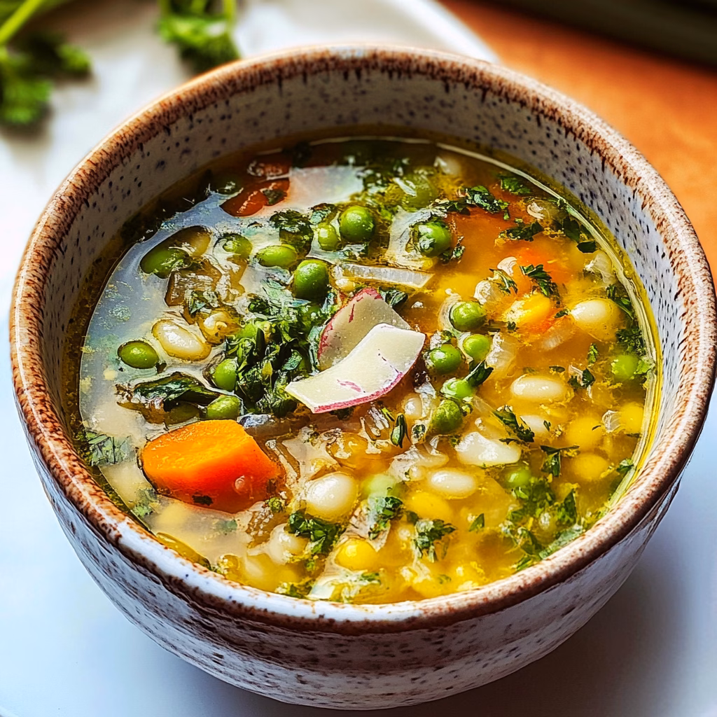Warm up your day with this delightful Spring Soup! Filled with fresh veggies like peas, asparagus, and herbs, it’s a vibrant dish that bursts with flavor. Perfect for a light lunch or a cozy dinner, this recipe is easy to make and filled with seasonal goodness. Don't forget to save this recipe for the next time you need a refreshing meal!