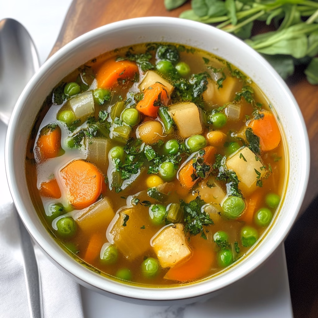 Warm your soul with this delicious Spring Vegetable Soup, filled with fresh produce and vibrant flavors! Carrots, peas, and asparagus come together in a light broth that’s perfect for rejuvenating your spirit. It's a healthy choice for brunch or a light dinner. Save this recipe for your next gathering or cozy night in!