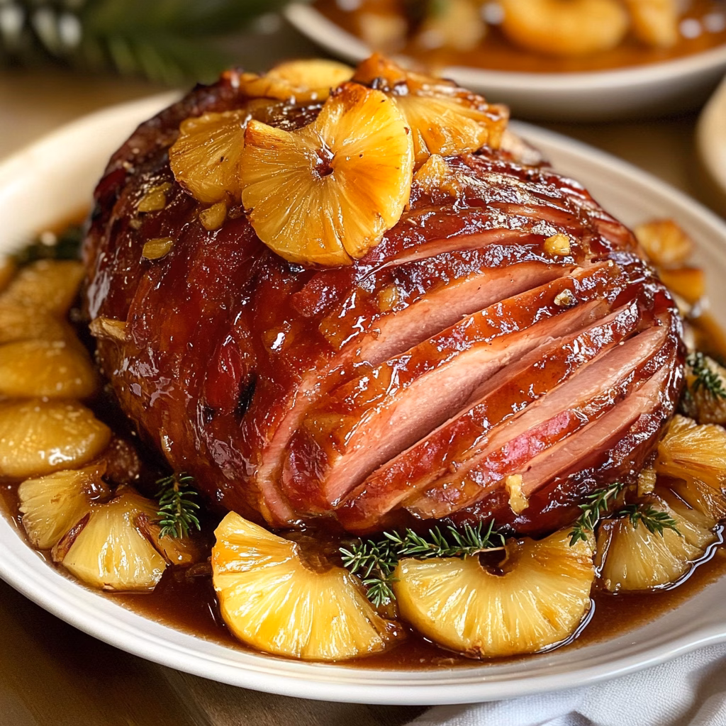 This Sticky Pineapple Brown Sugar Glazed Ham is a delightful centerpiece for any gathering! With a sweet and tangy glaze made from pineapple juice and brown sugar, your taste buds will dance with joy. Perfect for holidays or special occasions, this ham is not just a meal; it's a memorable experience. Save this recipe for your next family feast and bring smiles to the table!
