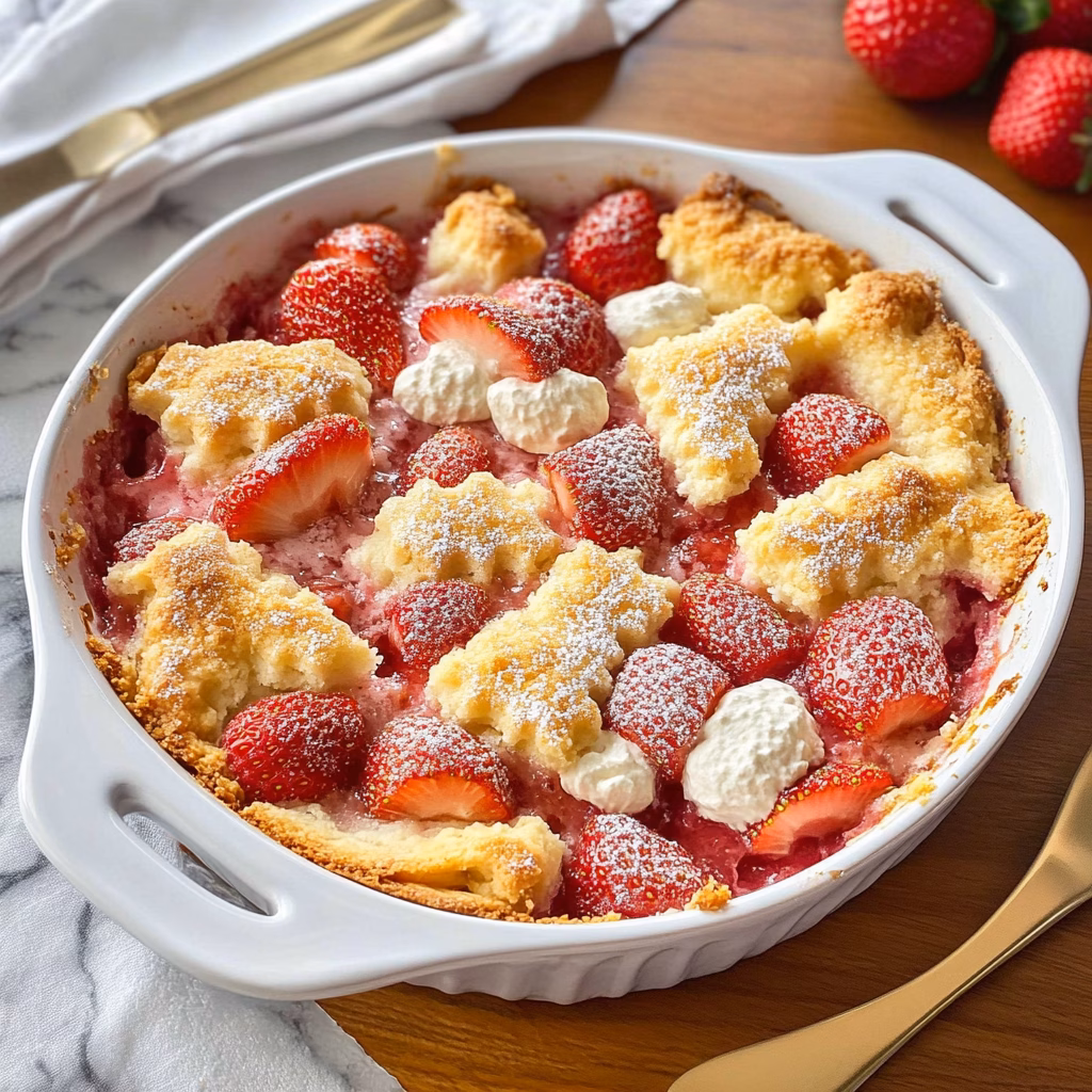 This easy Strawberry Cobbler recipe is bursting with juicy strawberries and a sweet, buttery top. Perfect for summer gatherings or a cozy dessert at home, this dish is sure to impress! Save this recipe to treat your family and friends to a comforting and delicious homemade dessert. Enjoy it warm with a scoop of vanilla ice cream!