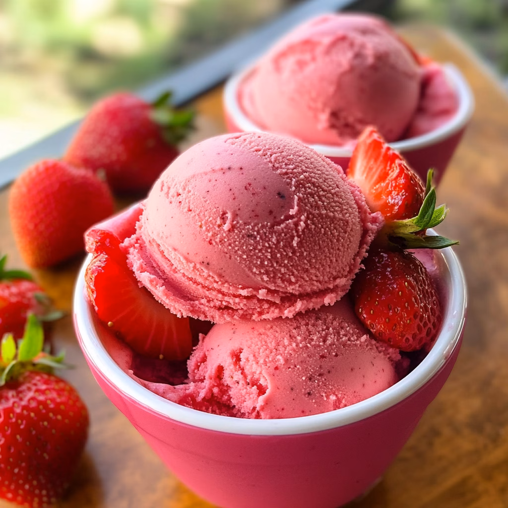 Cool down with this delightful strawberry sorbet, a simple and refreshing treat made with ripe strawberries, sugar, and a splash of lemon juice. Perfect for summer days or as a light dessert after dinner. Save this recipe for a burst of fruity flavor and enjoy a homemade scoop whenever you want!