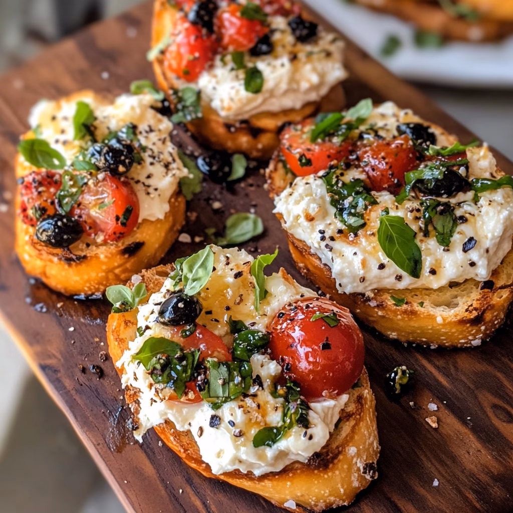 Elevate your appetizer game with this Whipped Goat Cheese Bruschetta! Creamy goat cheese is paired with fresh herbs and served on crispy toasted bread for the perfect balance of flavors. Ideal for parties or a cozy night in, this recipe will impress your guests. Save it for your next gathering and bring a touch of gourmet to the table!
