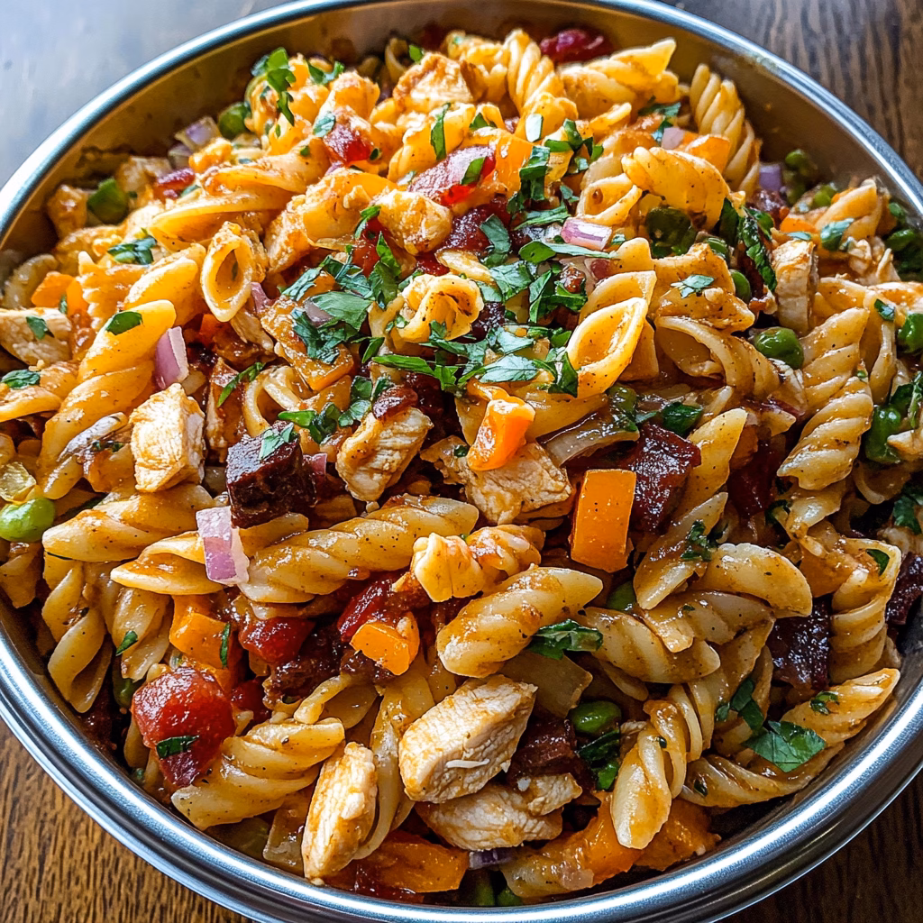 This BBQ Chicken Pasta Salad is a delightful blend of tender chicken, vibrant veggies, and zesty BBQ sauce. Perfect for picnics, potlucks, or a quick family dinner, it's both filling and refreshing. Save this recipe for your next gathering and bring a taste of summer to your table! Enjoy easy prep and fantastic flavors in every bite.