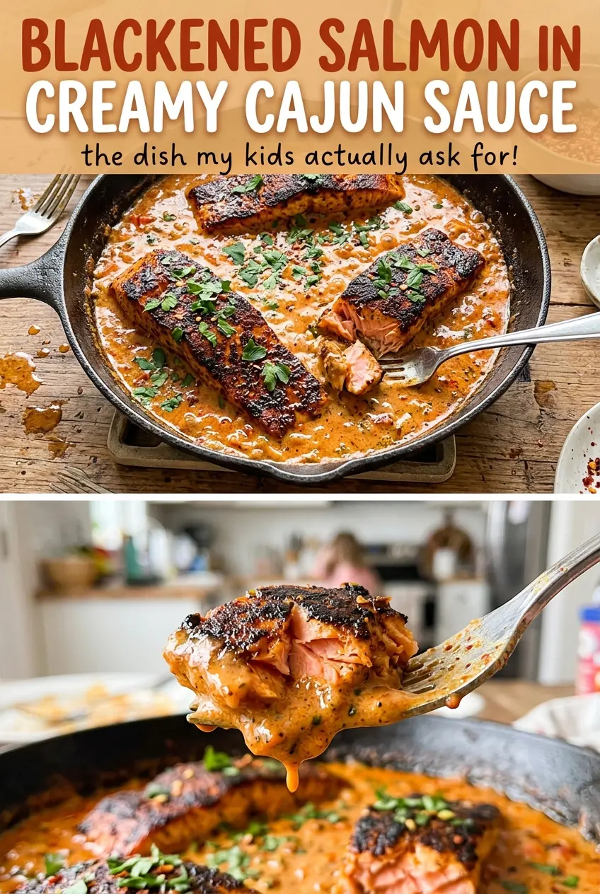 Blackened Salmon in Creamy Cajun Sauce with silky Cajun cream