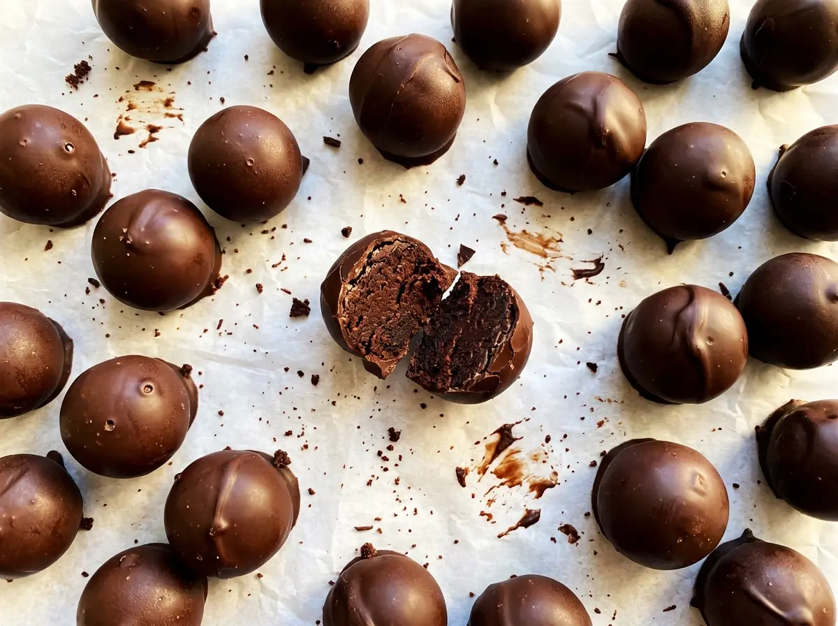 Brownie Truffles with fudgy chocolate centers