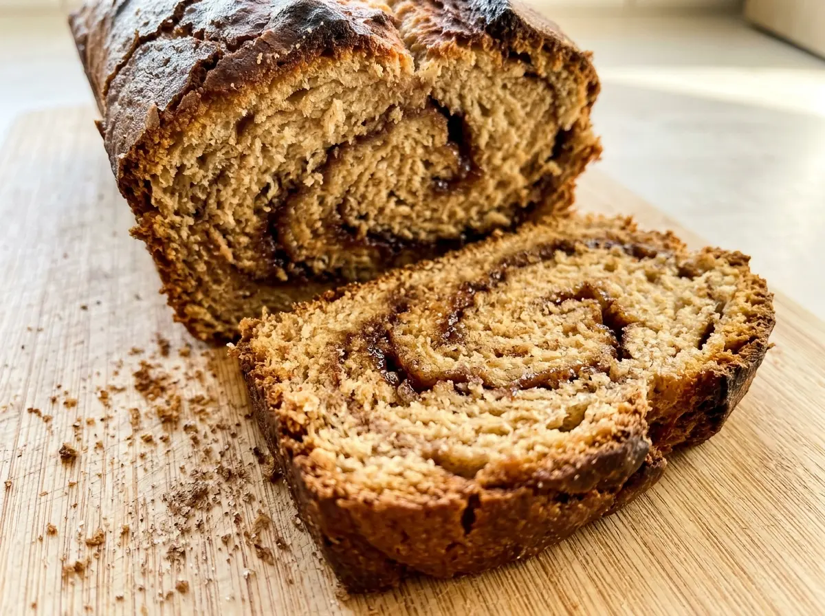 Cinnamon Christmas Bread with a golden cinnamon swirl