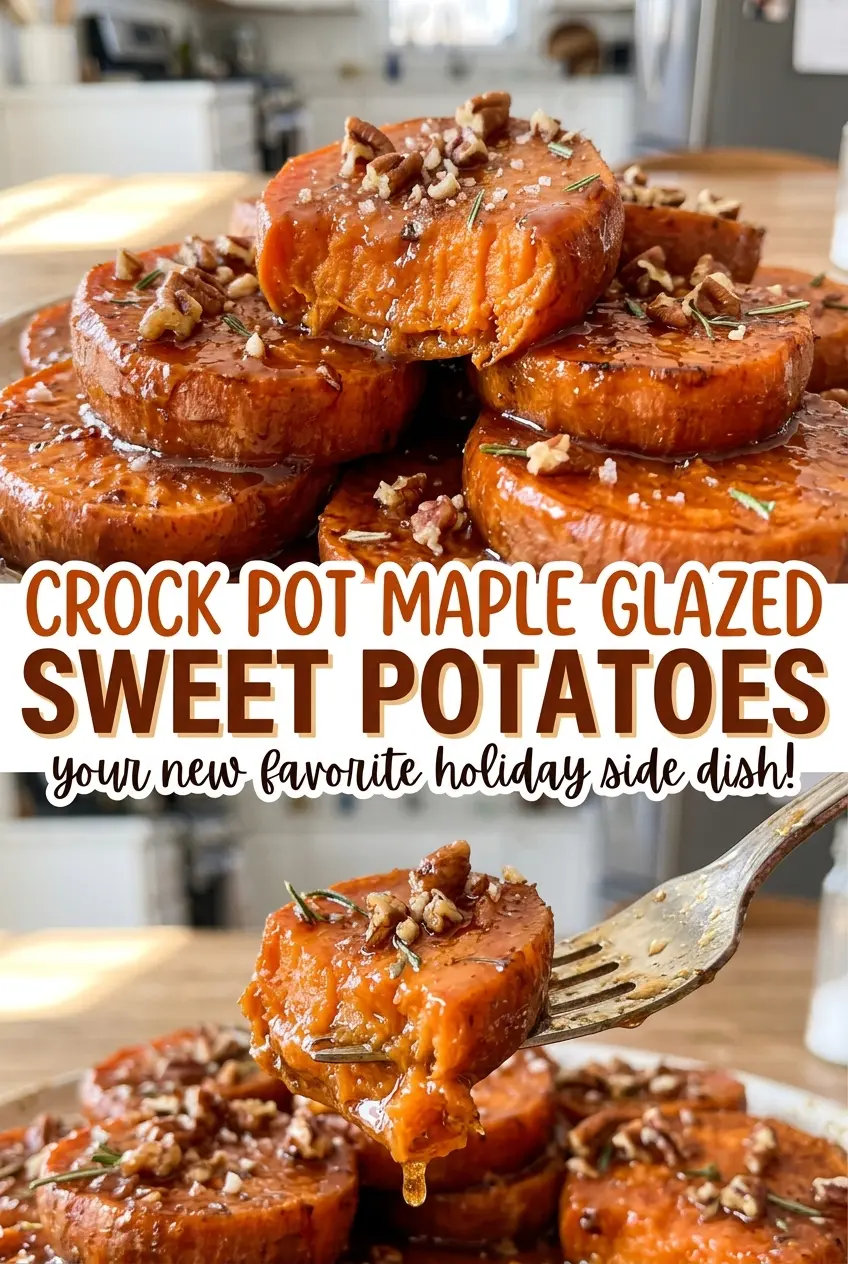 Crock Pot Maple Glazed Sweet Potatoes tender maple-coated cubes