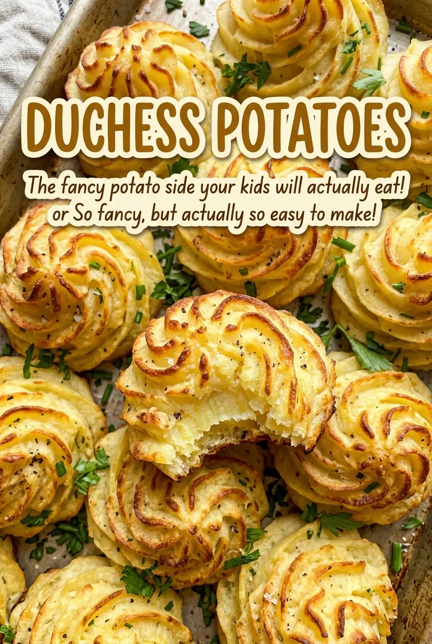 Duchess Potatoes piped buttery rosettes
