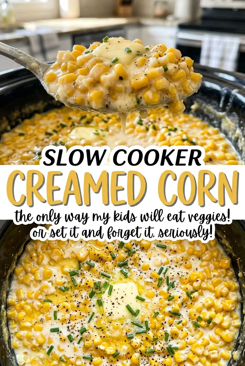 Slow Cooker Creamed Corn buttery, tender, spoonable